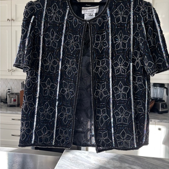 Elegant gala event little black beaded dinner, jacket size small vintage beaded🍾 - Picture 11 of 12